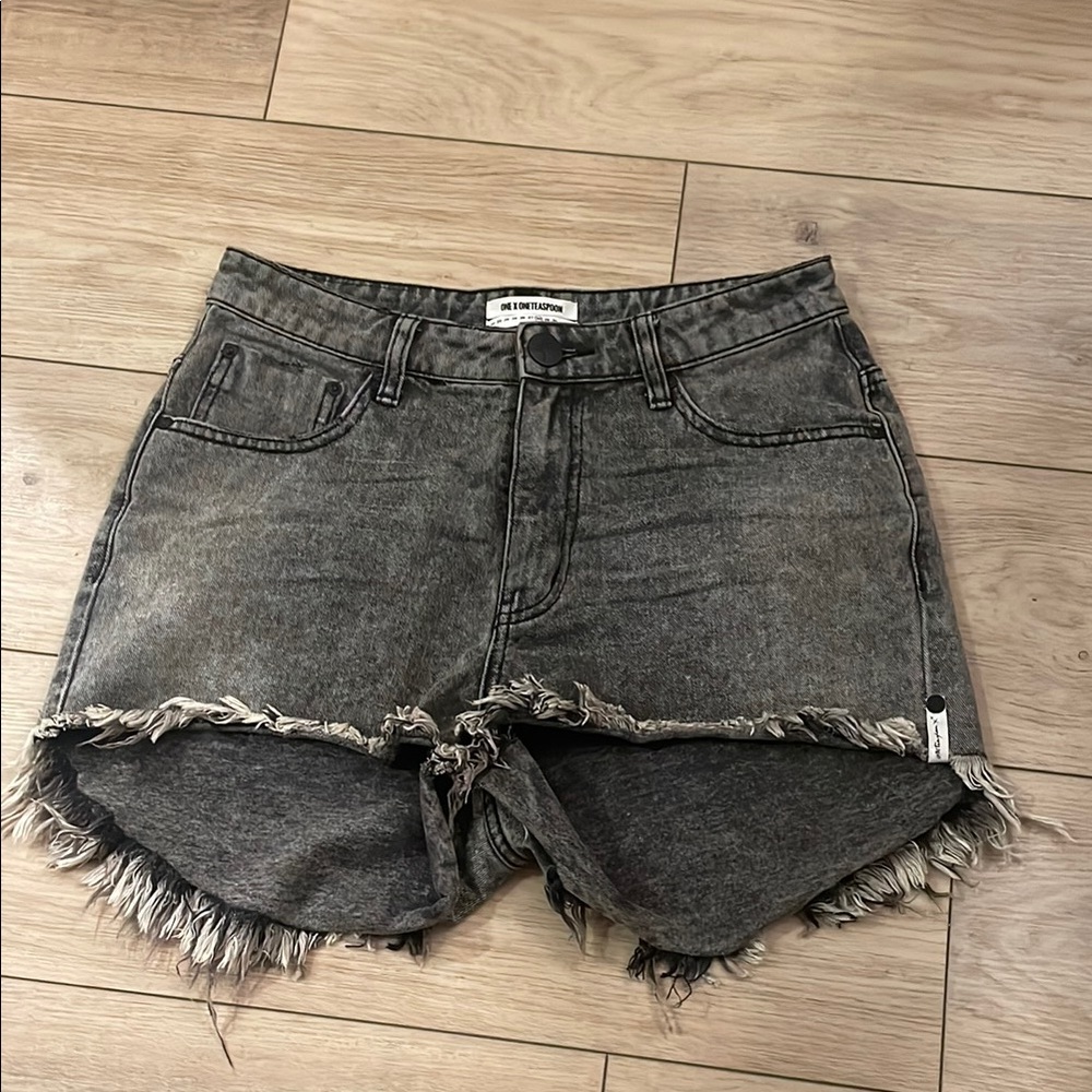 One Teaspoon Black/Gray Denim Women's Shorts
